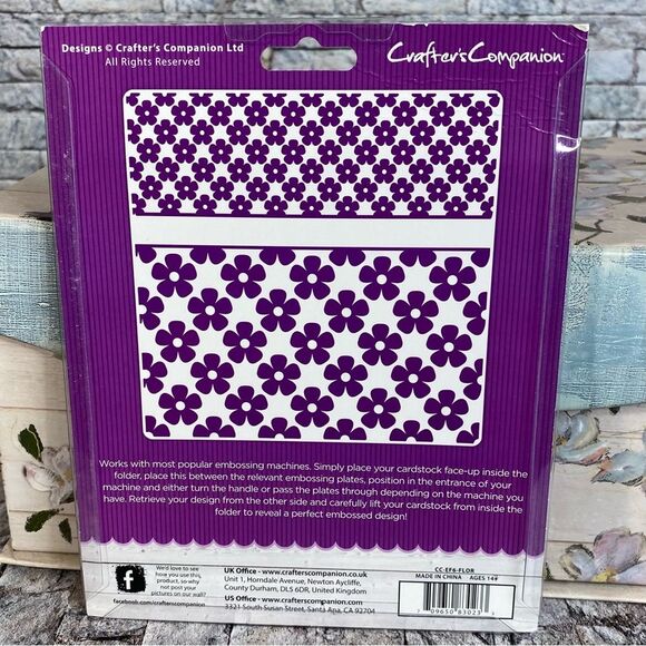 Crafters Companion NWT 6" x 6" Embossing Folder Florabunda Design 1 Piece - Picture 2 of 5